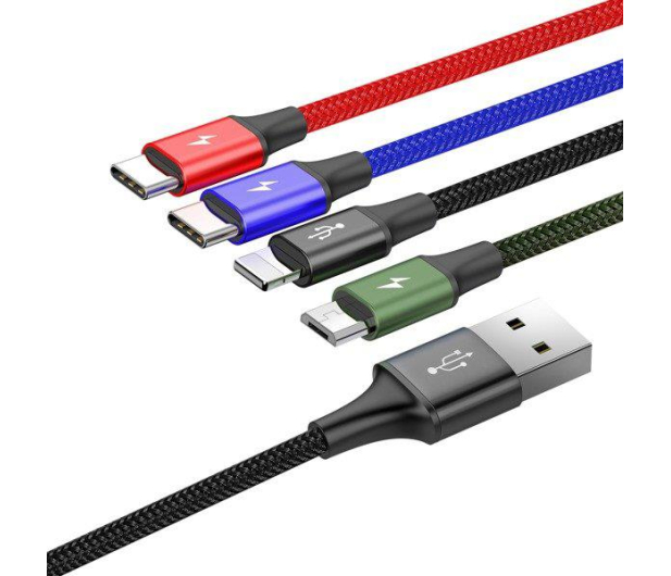 BASEUS USB - micro-USB/Lightning/2 x USB-C 1M czarny - 691568 - zdjęcie 2